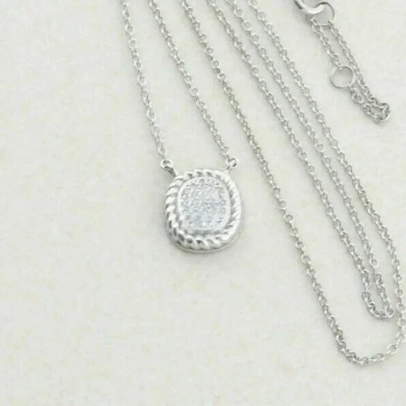 Sterling Silver CZ Necklace 16 to 18 inch chain Adjustable - Picture 1 of 8